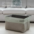 thumbnail image 2 of Sea Team 3-Pack Extra Large Storage Basket Set, Trunk Organizer, Clothes Toys Bin, 22 x 15 x 13 Inches, Rectangular Canvas Fabric Collapsible Shelf Box with Handles, Olive & Lime, 2 of 7
