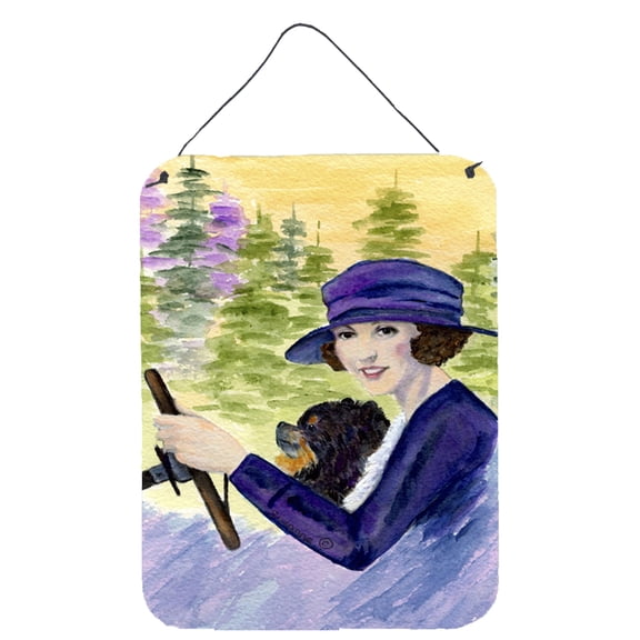 Carolines Treasures Lady Driving with Her Pomeranian Aluminium Metal Wall or Door Hanging Prints, 16" x 12", Multicolor