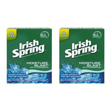 (2 pack) (Pack of 2) Irish Spring Moisture Blast, Moisturizing Bar Soap, 3.7 Ounce, 8 Bar