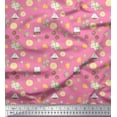 thumbnail image 1 of Soimoi Pink Poly Georgette Fabric Tea Bag,Star Anise & Lemon Slice Vegetable Printed Craft Fabric by the Yard 42 Inch Wide, 1 of 3