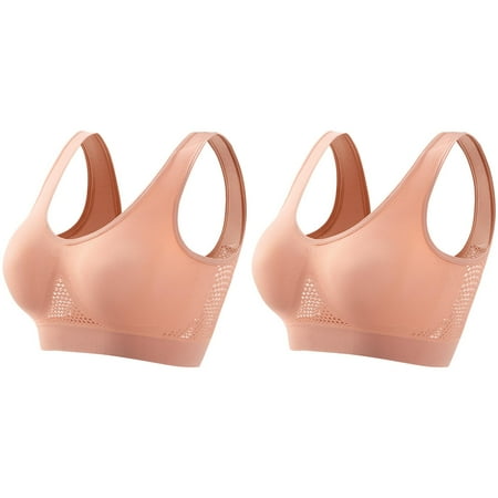 (2-Pack) 2025 Womens Sports Bra Seamless Womens Strapless Bras Wirefree Breathable Yoga Bra Thin Bra Comfort Sleep Bra Workout Womens Sports Bras