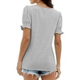 thumbnail image 3 of JIRNDf Chemises pour Femmes Hauts Tendance d'Été Mode à Volants Manches Courtes Encolure Carrée Blouse Rayée pour Femmes Tunique Décontractée Hauts Gris m, 3 of 5