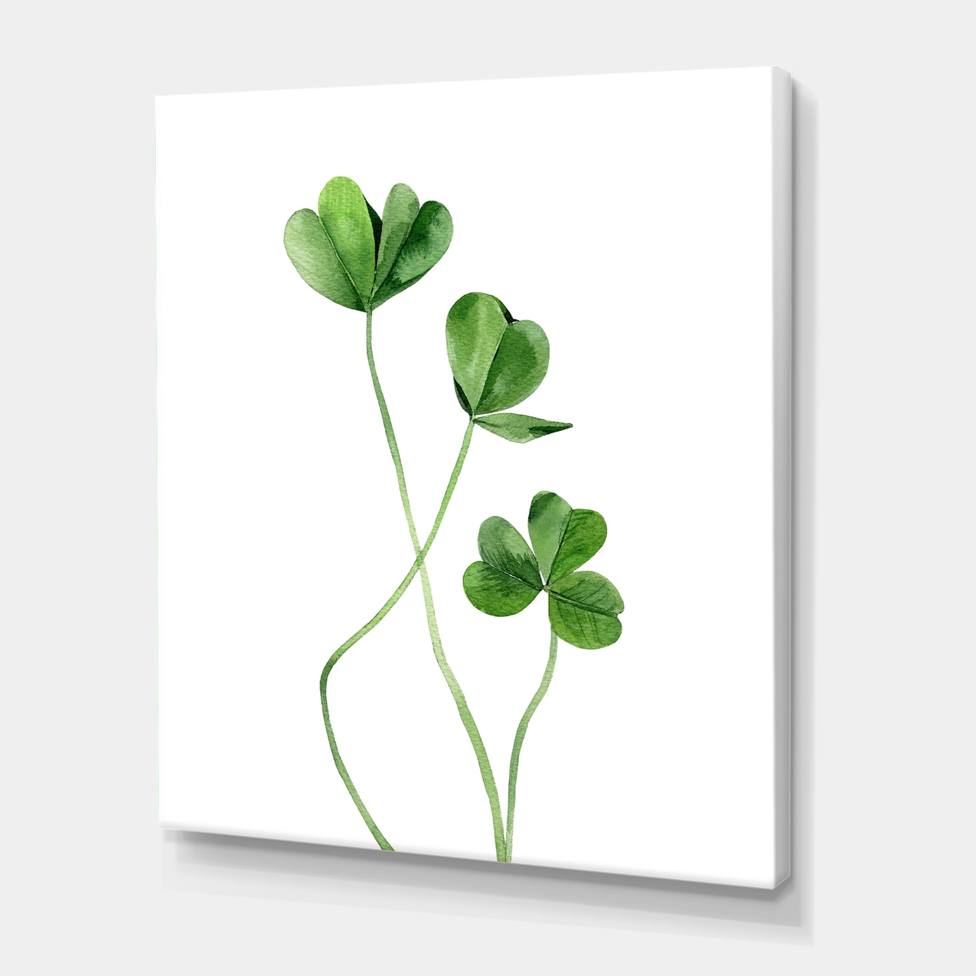 Designart ' Field Green Plant Detail Clover ' Farmhouse Canvas Wall Art Print