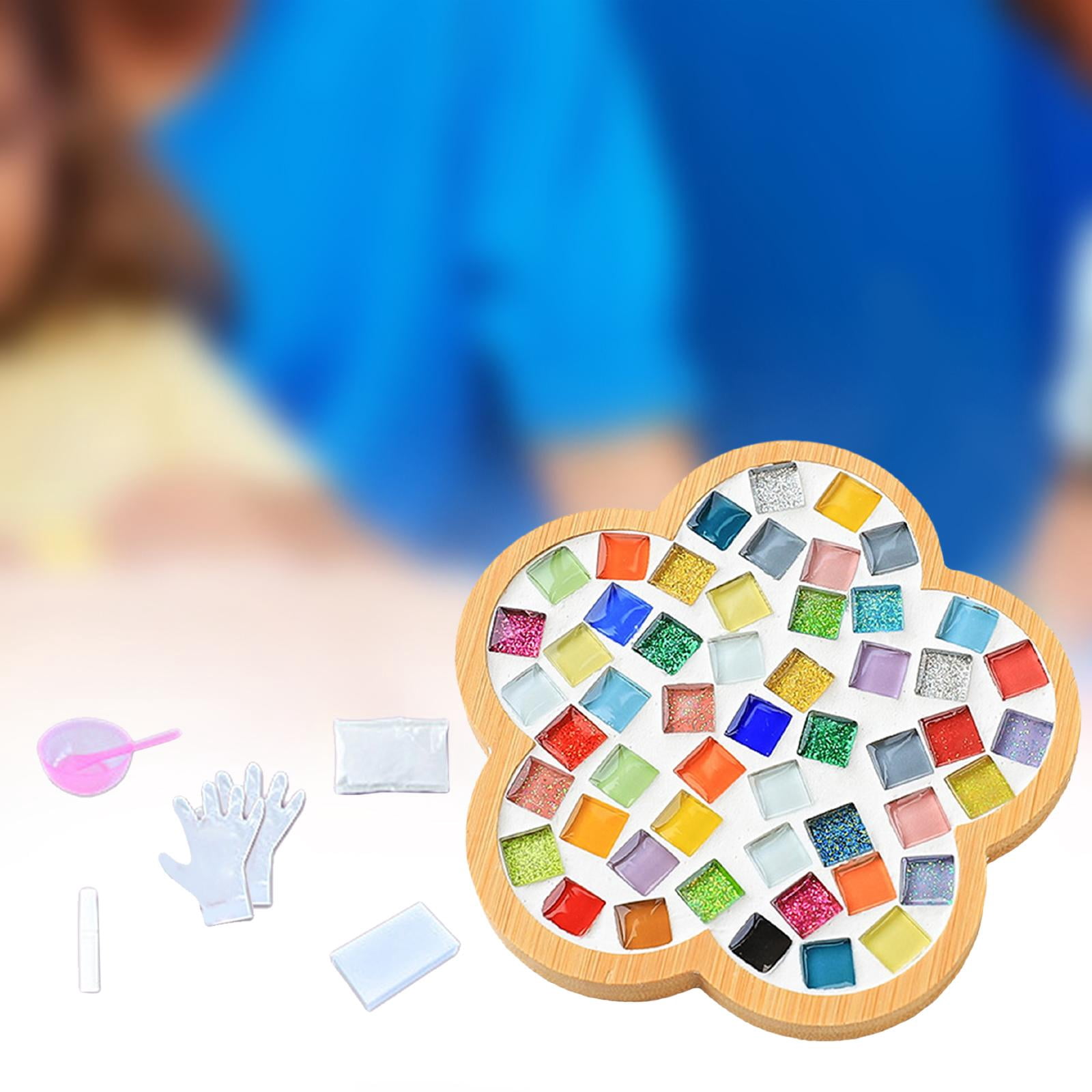 DIY Mosaic Coaster Holiday Gift Place Mat Cup Holder Children's Educational Toys Glass Mosaic Tiles for Home Ornament Dining Table B