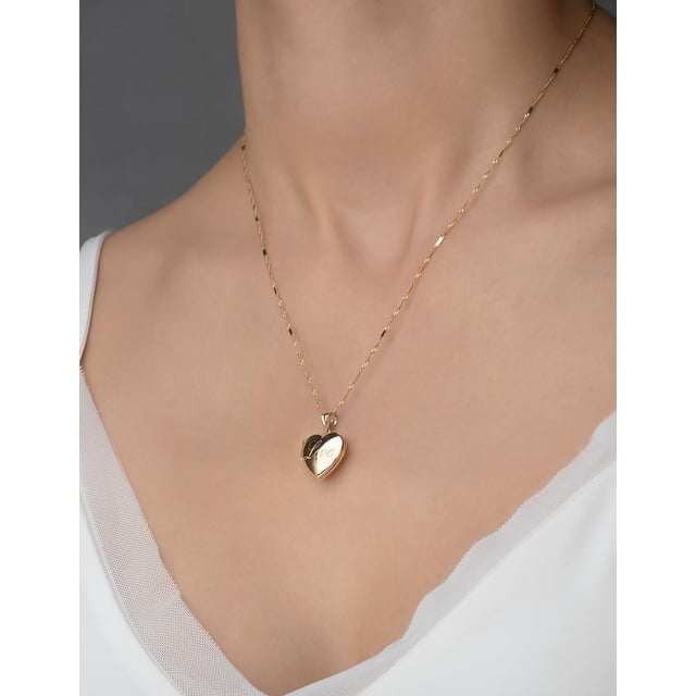 Cadena CON DIJE DE Corazón RELICARIO Casa del Anillo Oro SÓLIDO 14K amarillo 45 cm