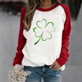thumbnail image 2 of St. Patrick's Day Shirts for Women Crew Neck Casual Long Sleeve Patchwork Funny Printed Pullover Tops Sweatshirts(Red,L), 2 of 5