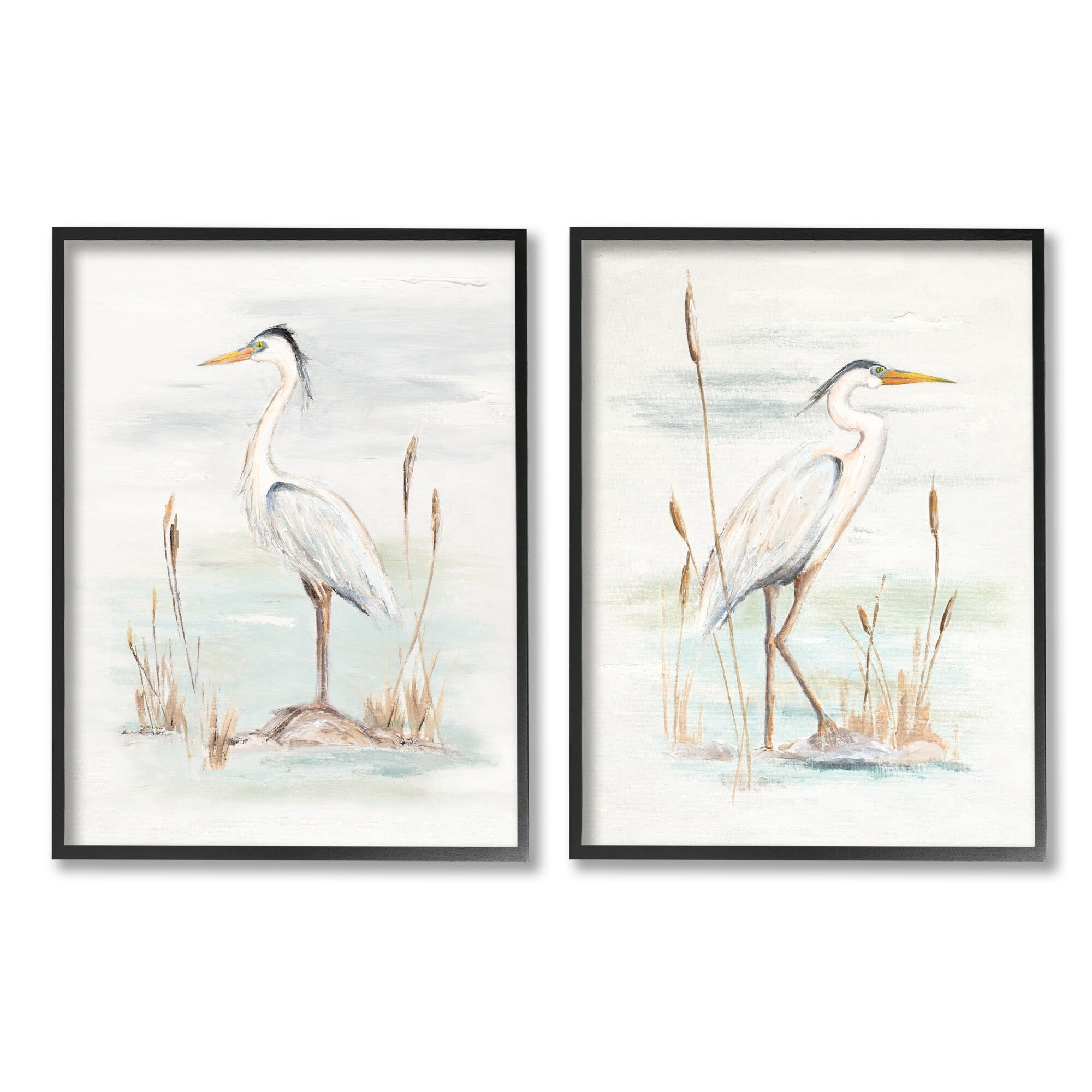 Stupell Industries Elegant Heron Birds Cattails Plants In Water Painting , 11 x 14, Design by Patricia Pinto
