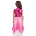 thumbnail image 2 of Haitryli Girls Liturgical Worship Praise Dance Tunic Dresses Lyrical Contemporary Dancewear Shiny Sequins Bodice Dress Hot Pink 8, 2 of 7