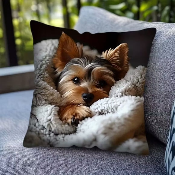 Dog Throw Pillow Cover 18x18 Inch with Cute Dog Patterns, Soft Decorative Cushion Case with Hidden Zipper for Couch Sofa Bed and Living Room Decor