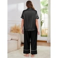 thumbnail image 6 of ebukurty Plus Size Pajama Sets for Women 2 Piece Short Sleeves V-neck with Pockets Black Sleepwear, Sizes 1XL-4XL, 6 of 6