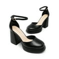 thumbnail image 5 of BURUDANI Womens High Chunky Platform Block Heels Square Toe Ankle Strap Dress Wedding Party Pumps Shoes, 5 of 7