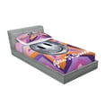 thumbnail image 2 of Ambesonne Emoji Fitted Sheet & Pillow Sham Set, Time to Dance Disco Ball Fun, Twin, Pink Purple Orange, 2 of 2