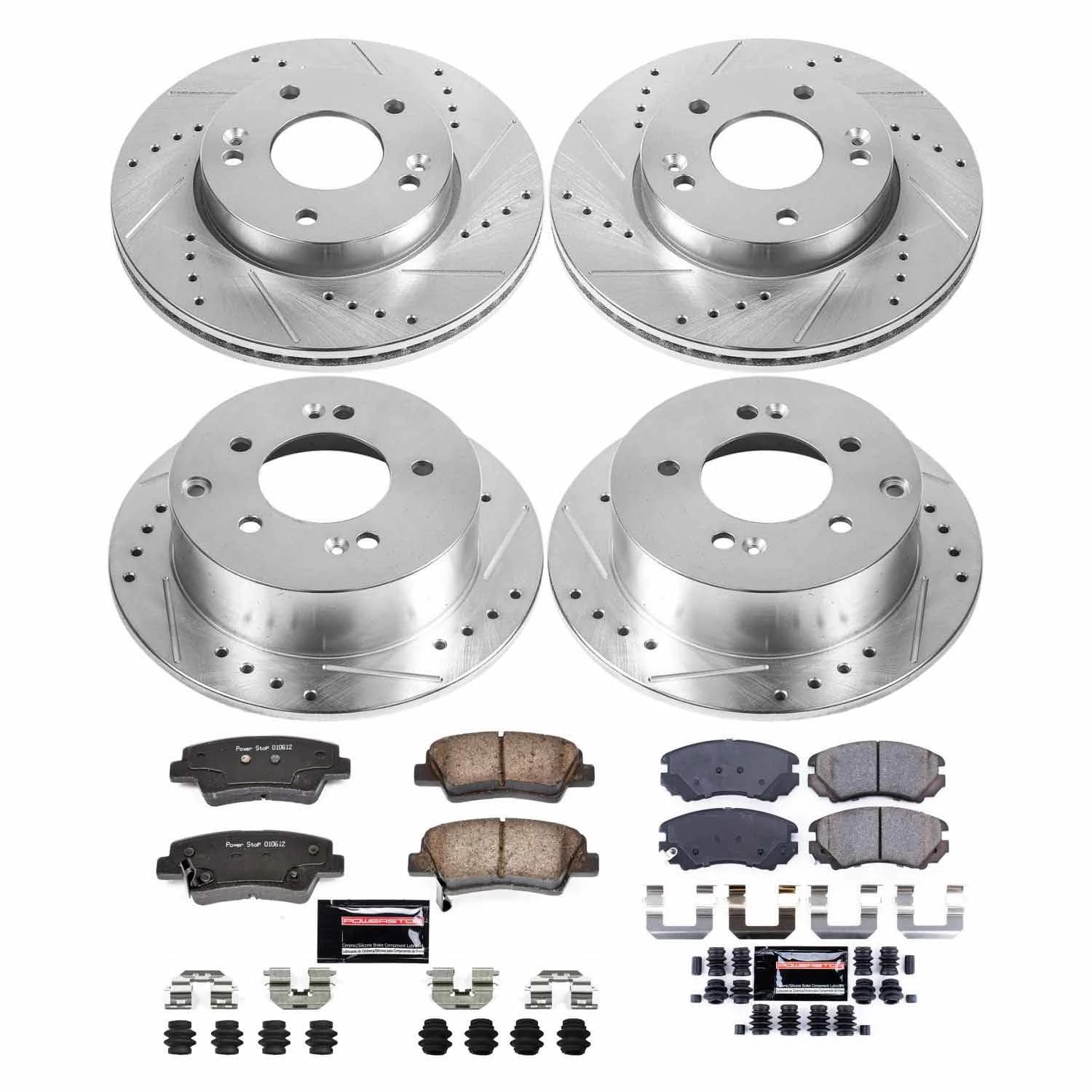 PowerStop Front and Rear Z23 Evolution Sport Carbon-Fiber Ceramic Brake Pad and Drilled & Slotted Rotor Kit Fits: KIA Select Models K6310