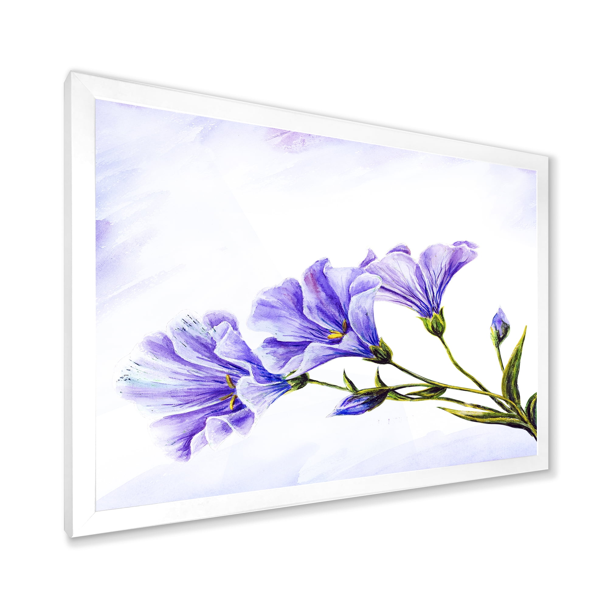 Designart 'Blue Wildflowers With Leaves II' Traditional Framed Art Print