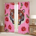 thumbnail image 2 of Feelyou Jungle Wildlife Tiger Blackout Curtains Set of 2 (52x84 Each) for Kids, Rose Flower Floral Window Curtains, Pink Cartoon Animal Theme Curtains and Drapes, Black Out Curtains Decor, 2 of 6