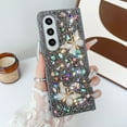 thumbnail image 2 of For Samsung Galaxy Z Fold 4 Case, Galaxy Z Fold 4 Cover 7.6",  Flash diamond 3D Full Body Gemstone stone butterfly With a bracelet for Women Girls Crystal Anti-Shock Phone Case,Gray, 2 of 5