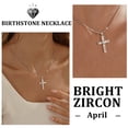 thumbnail image 3 of Beautlace Birthstone Cross Necklace for Women,18K White Gold Plated Cross Pendant,April Crystal Birthstobe Christian Necklace Jewelry Gift for Mom Wife Girlfriend Birthday Mother’s Day Christmas, 3 of 10