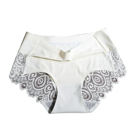 

HEVIRGO 1Pc Women Hollow Out Lace Flower Briefs Solid Color Panties Seamless Underwear