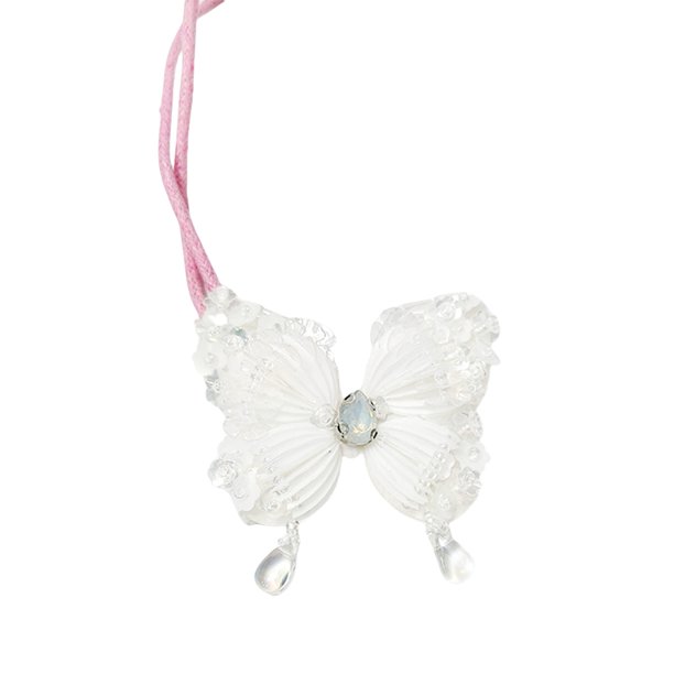 Shinny Rhinestone Appliques Tassel 3d Handmade Craft Letin Bag Bagsel Pense (Butterflya) White