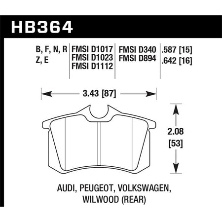 - Hawk 89-92 VW Golf GTi / GLS Turbo/ GLX ( VR6) / 1.8 Turbo / VR6 / 00-06 Audi TT HPS Street Rear Bra