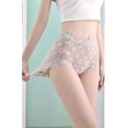 thumbnail image 5 of Women's French Ice Silk Lace Belly Panties High Waisted Ladies Briefs Sexy Underwear For Women 6-pack, 5 of 5