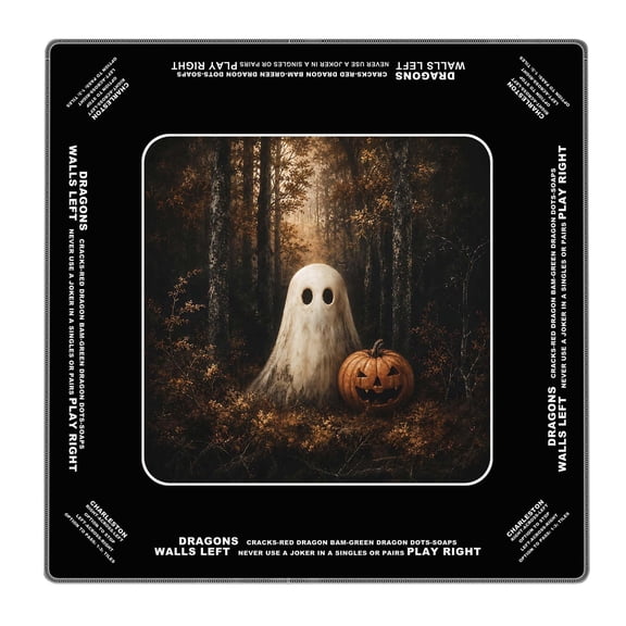 Black Halloween Ghost Mahjong Mat for Table 31.5 x 31.5Inch