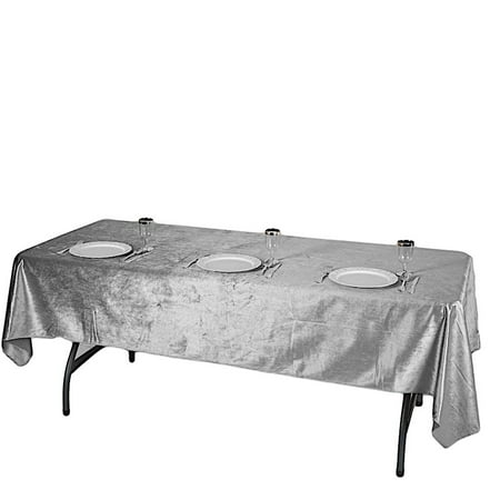 

BalsaCircle Christmas Holidays 60 x 102 Silver Rectangular Premium Velvet Tablecloth Linen