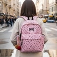 thumbnail image 5 of Yucurem Large Capacity Aesthetic Corduroy Bow Printed Backpacks, Lightweight Coquette Backpack with Bowknot for Travel Work Daily Use (Pink), 5 of 6