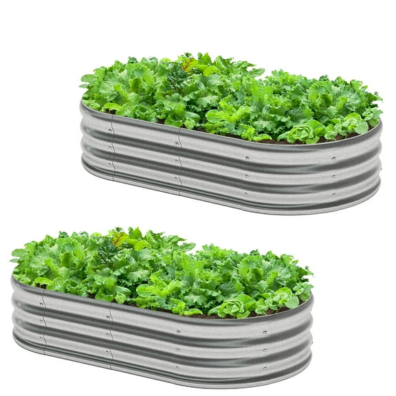 Amoboro 6x3x1ft Outdoor Metal Raised Garden Bed Planter Box for Vegetables, Flowers, Herbs 2pcs