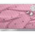 thumbnail image 2 of Soimoi Pink Cotton Cambric Fabric Bee & Stripe Print Fabric by the Yard 42 Inch Wide, 2 of 3