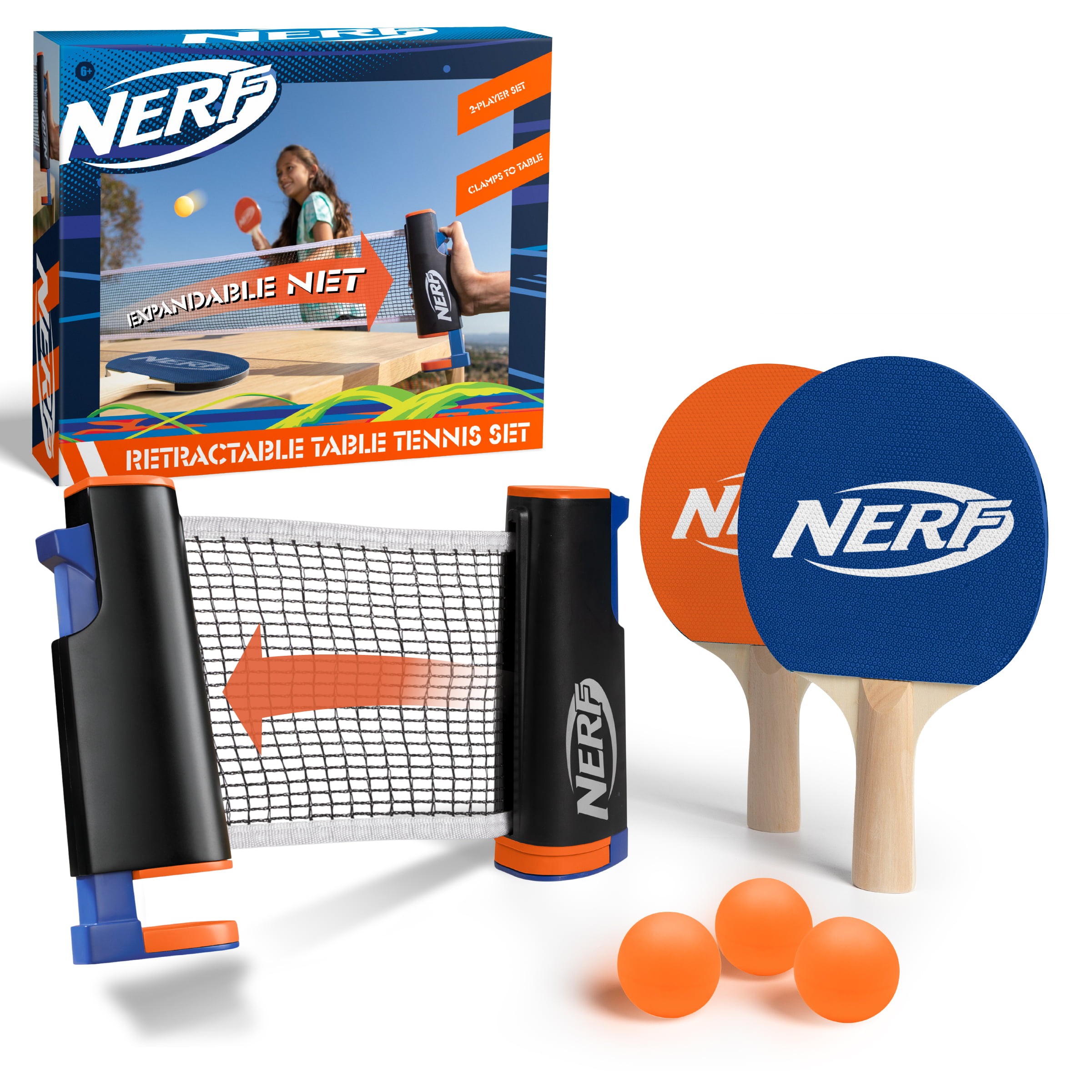 2 Paddles Net 3 Balls and Bags 7-Piece Table Tennis/Ping Pong Set Expandable 