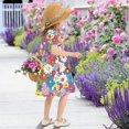 thumbnail image 5 of FORMRS Girls Short Sleeve Dress Summer Casual Round Neck A-line Beach Sundress, Sizes 2T-8T, Whimsical Floral, 5 of 8