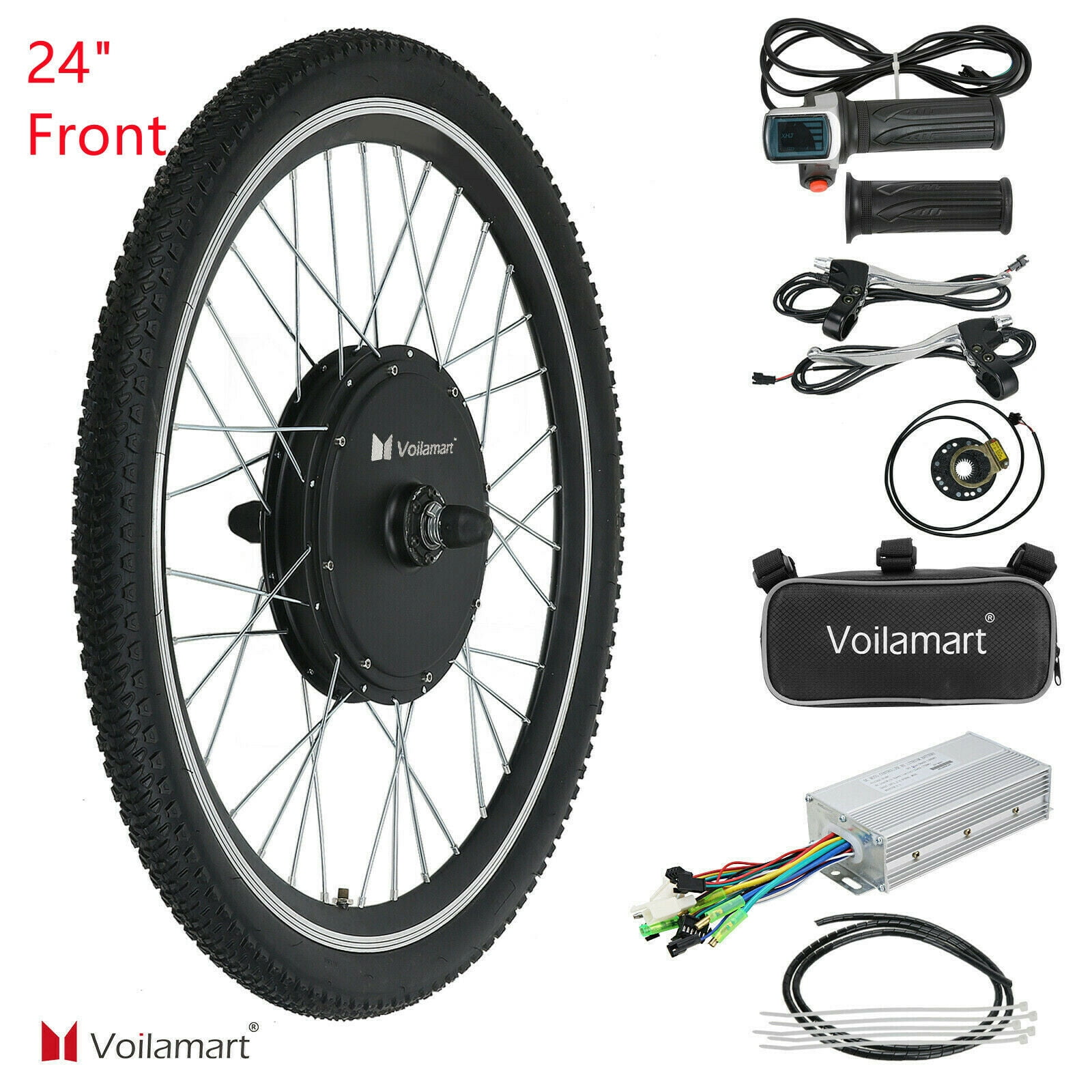 48V 1000W 26" Front Wheel Electric Bicycle LCD Display Motor E-Bike Conversion 