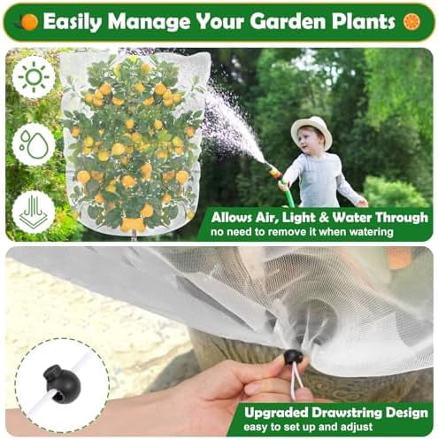 6 Pack Bird Netting for Garden, 3.2×5.2Ft Blueberry Bush Netting Cover with Drawstring, Insect Net Blueberry Netting Plant Covers Garden Netting for Garden Protection Tomato Fruit Bush