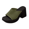 thumbnail image 7 of Heels for Women Mesh Band Squared Open Toe Platform Sandals Block Heel Slip on Mules Summer Casual Slides Green Size 8.5, 7 of 7