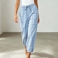 thumbnail image 5 of Kezqiaxn Trousers Pants for Women Summer Checkered Elastic Waist Loose Casual Pants with Pockets Fashion Clothing, 5 of 6