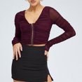 thumbnail image 3 of Camisetas ajustadas para mujer Top de malla de color sólido Top transparente Slim Fit Tops de viaje diario Hugtrwg  Para estrenar, 3 of 8