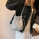 thumbnail image 3 of Bolso Hobo Tipo Cubo Bsvklp para Mujer Bandolera Cuero PU con Cordón Plisado, 3 of 9