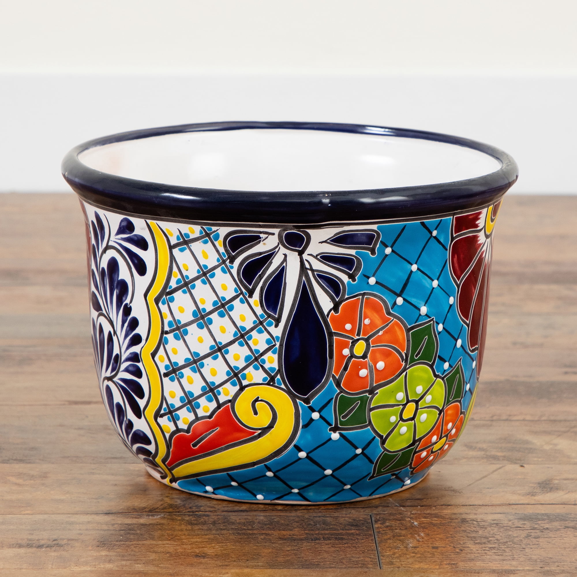 Nearly Natural Talavera Ceramic Planter - 9" - Multicolored