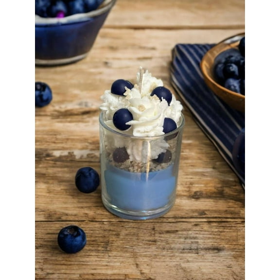 Sweet Blueberry Cheesecake Candle - Realistic Whipped Topping & Soy Wax - 8oz