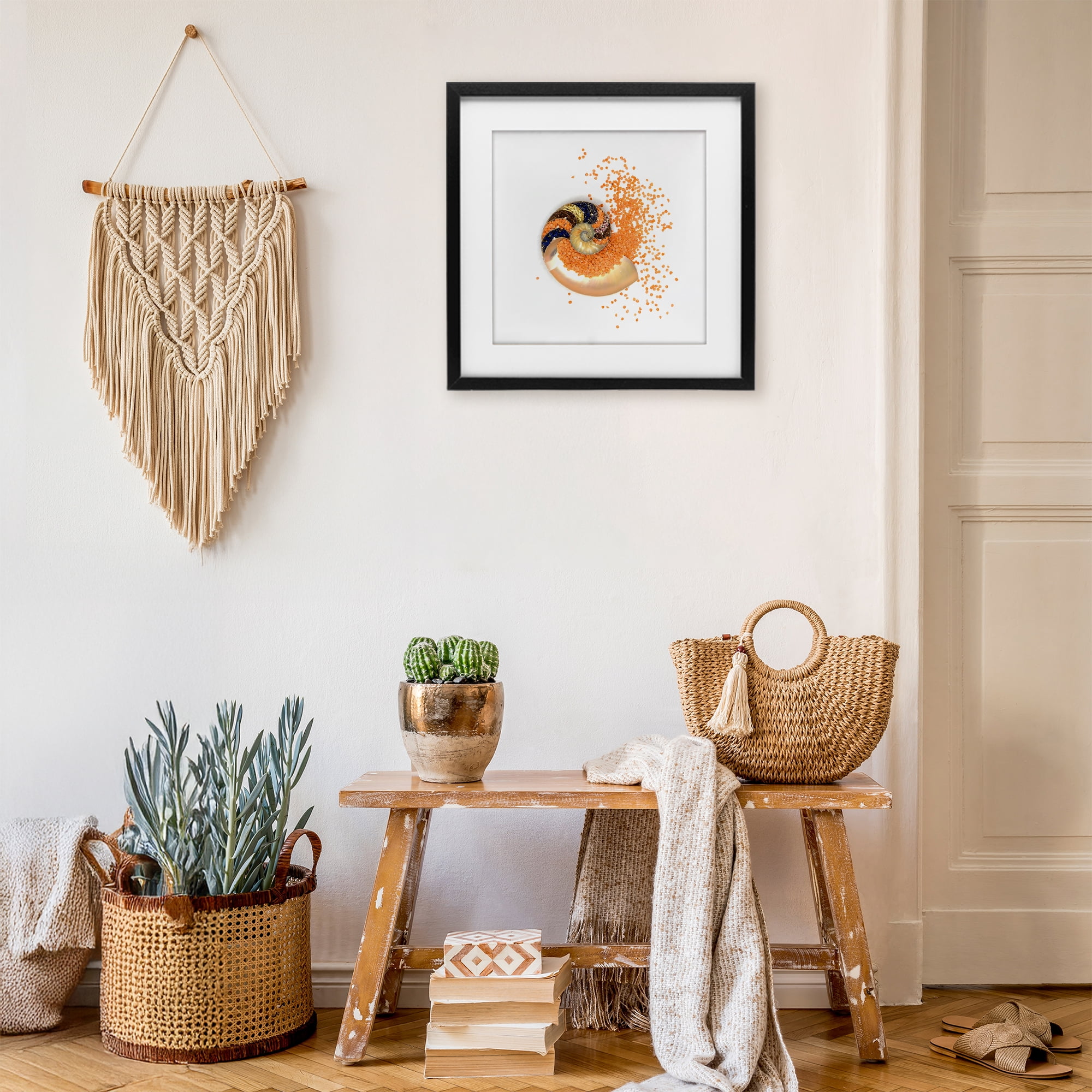 Stupell Industries Orange Nautilus Spiral Black Framed Print Under Glass, design by Beth Adoette