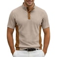 thumbnail image 3 of Corduroy Polo Shirts for Men Summer Casual Fashion Short Sleeve Stand Collar Patchwork Work Tshirts Golf Shirt, 3 of 5