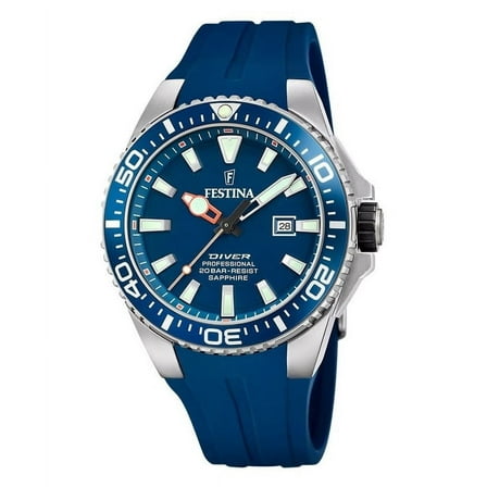 Festina The Originals Rubber Strap Blue Dial Quartz Diver's F20664-1 200M Men's Watch