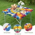 thumbnail image 4 of Colorful Rainbow Tie Dye Spiral Pattern Square Fitted Tablecloth with Elastic Edge,Square Table Cover,Washable Elastic Table Cover for Home Kitchen Party Decor 34"x34", 4 of 6