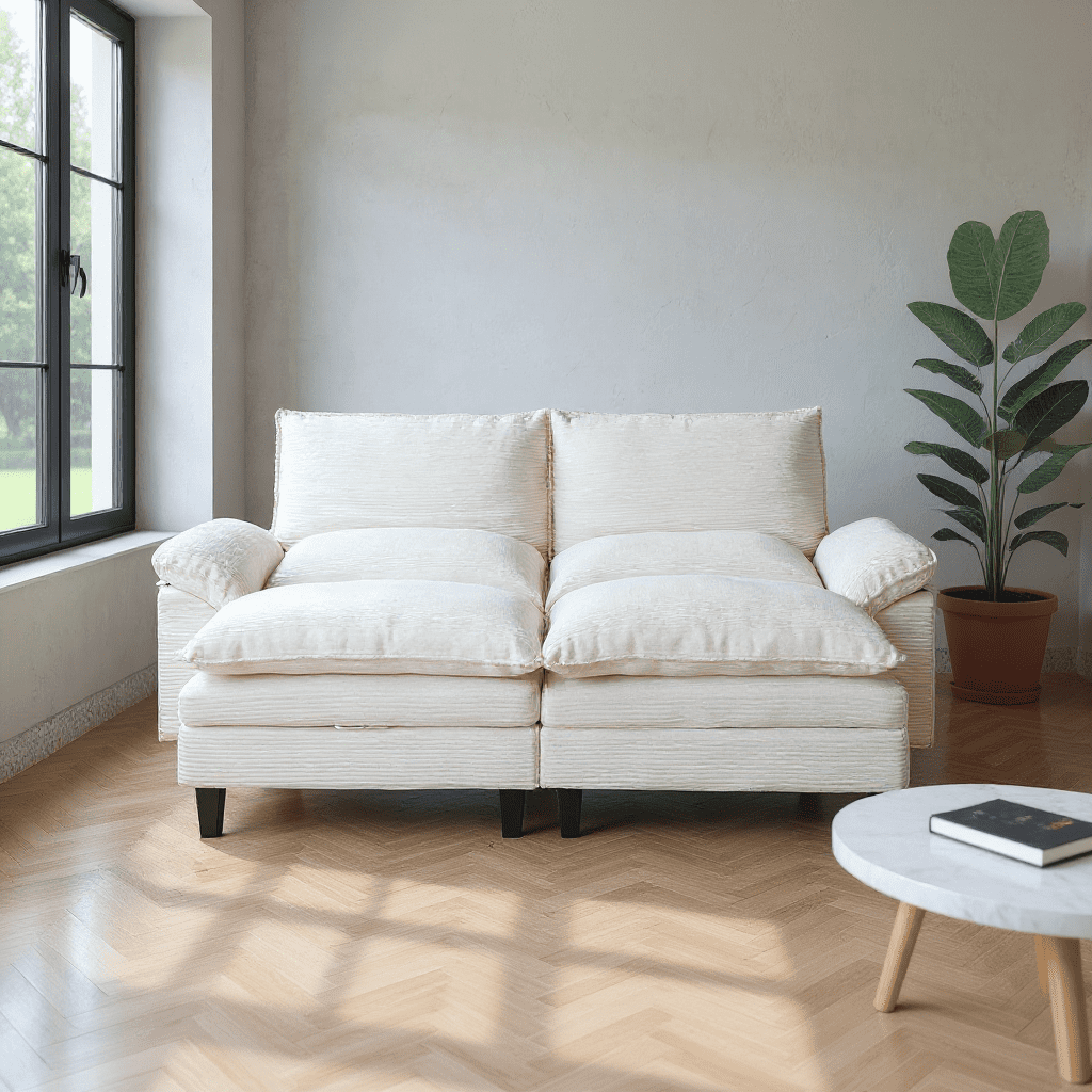 Gewnee Modular Cloud Sectional Sofa Deep Seat Oversized Loveseat with Ottoman Free Combination Modular 4 Seat Upholstered Convertible Couch Upholstered Sofa Bed Set
