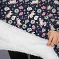 thumbnail image 3 of Oversized Wearable Blanket Hoodie,Dark Blue Cartoon Unicorn Pattern Sherpa Blanket Hoodie with Super Pockets,Super Warm Fuzzy Pullover for Women & Men, 3 of 6