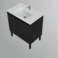 thumbnail image 2 of Modern Black Wood Freestanding Bathroom Vanity with White Sink Top 2-Door Design for Bathroom Storage & Stylish Organization, 2 of 5