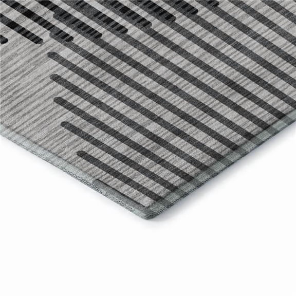 HomeRoots 678801 9 x 12 ft. Gray & Ivory Geometric Transitional Washable Machine Made Rectangle Area Rug with UV Protection
