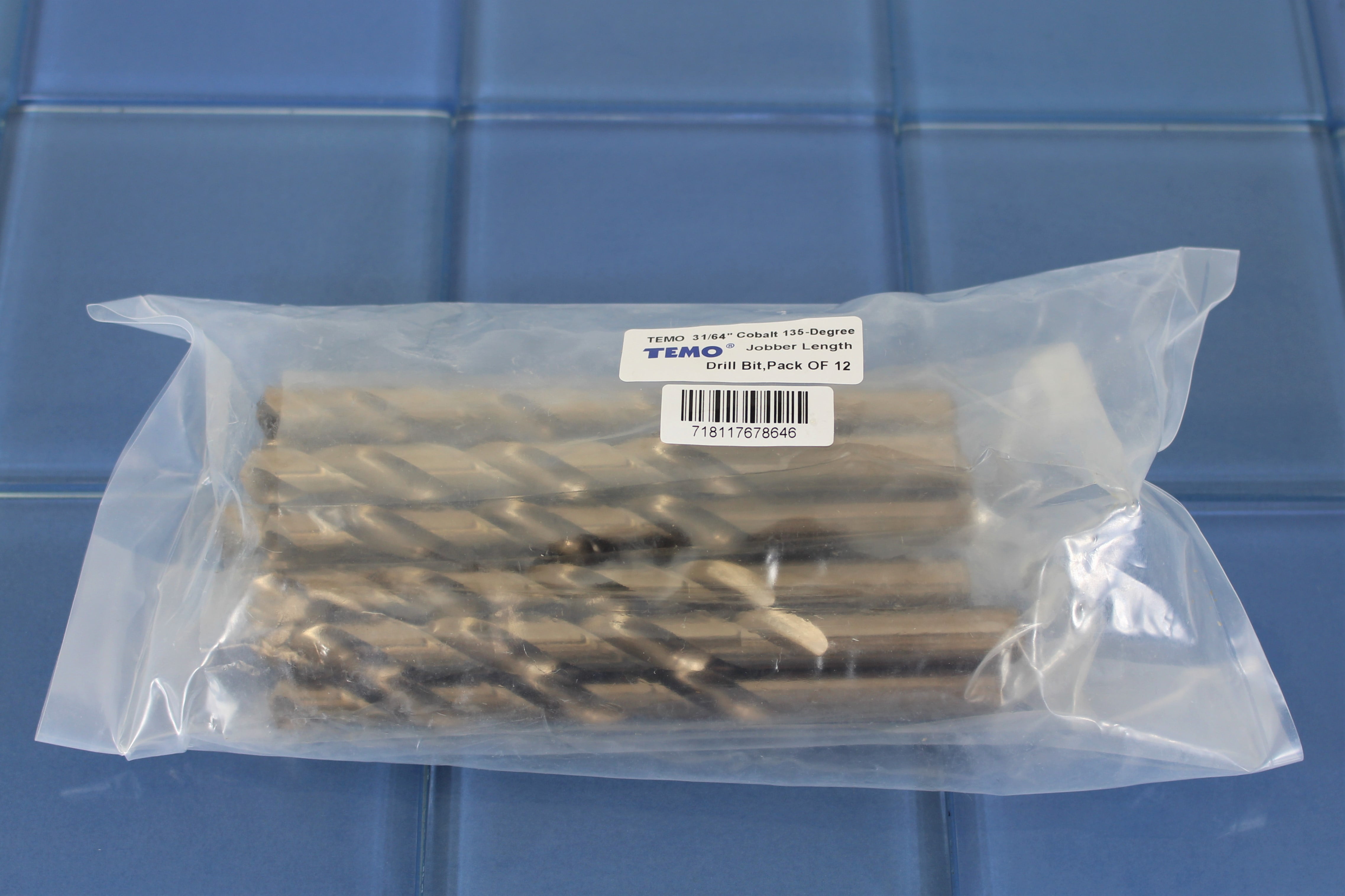 TEMO 12pc 31//64 inch Cobalt 135-Degree Jobber Drill Bit 10 inch Length