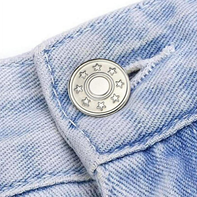 12 Pcs Buttons 17mm Metal Jean Button Replacement with Tool, No Sewing Button  Pants - Little Star, 